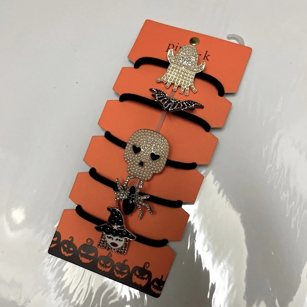 NWT ⚜️🖤⚜️ Piper K Gorgeous Halloween Elastic Hair Ties Set of 5!